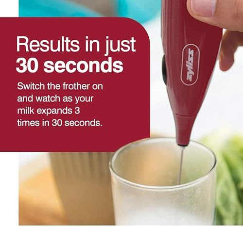 Red handheld electric drink mixer and frother — photo 4