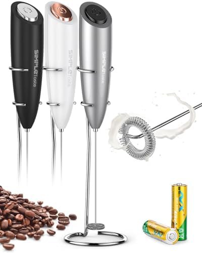 Handheld battery operated milk foam maker