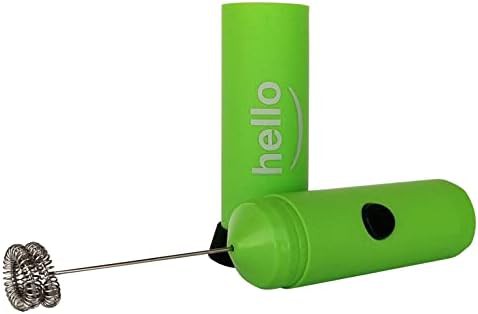 Green double whisk battery operated handheld frother