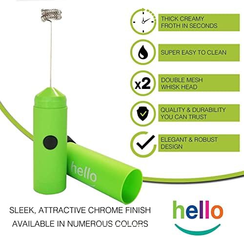Green double whisk battery operated handheld frother — photo 3