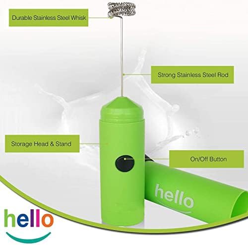 Green double whisk battery operated handheld frother — photo 4