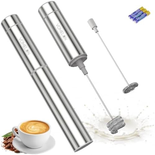 Silver travel battery operated milk mixer