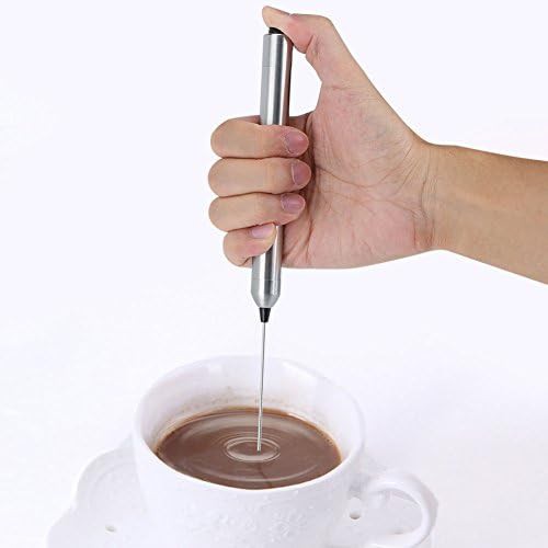Silver battery operated frother with spoon — photo 5
