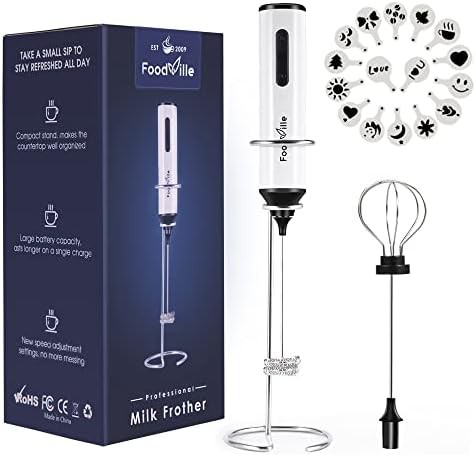 White Rechargeable Frother with Balloon Whisk