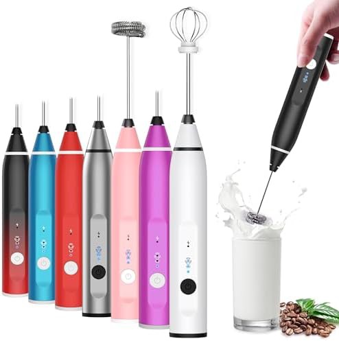 Black rechargeable handheld milk frother