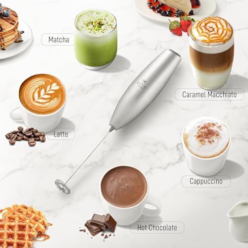 Silver handheld milk frother with titanium motor — photo 5