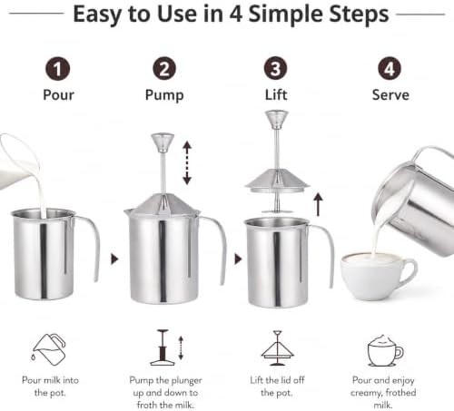 Cabilock 400cc stainless steel manual frother — photo 4
