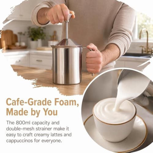 Cabilock 800ml manual milk frother pitcher — photo 3