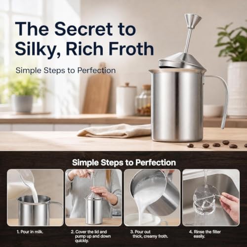 Cabilock 800ml manual milk frother pitcher — photo 5