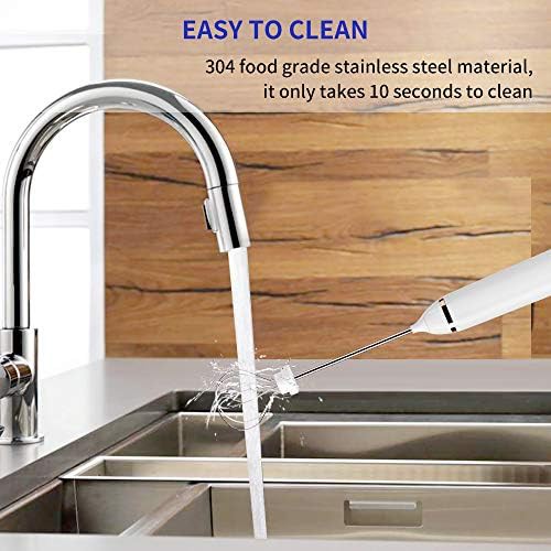 White rechargeable handheld electric milk frother — photo 4