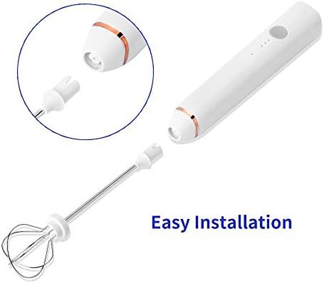 White rechargeable handheld electric milk frother — photo 5