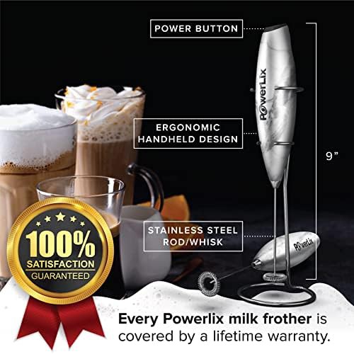 White marble pattern handheld frother with stand — photo 3