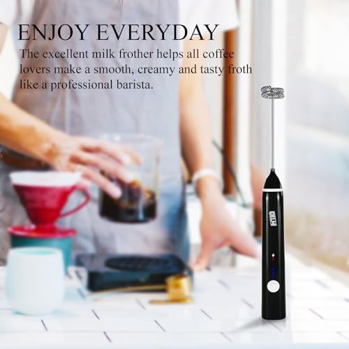 Black handheld USB rechargeable frother wand — photo 4