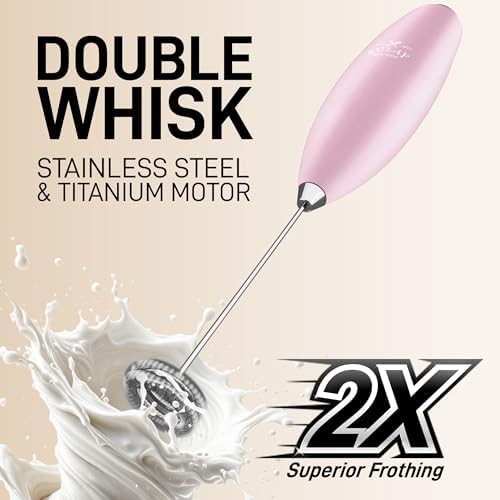Magnetic pink double whisk foamer with stand — photo 4