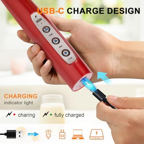 Red Handheld Rechargeable Milk Whisk — photo 3