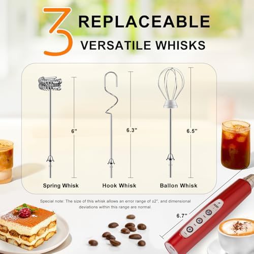 Red Handheld Rechargeable Milk Whisk — photo 4