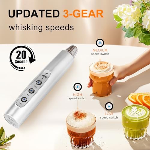 Silver rechargeable handheld milk frother wand — photo 3
