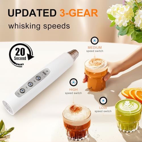 White stainless steel handheld milk frother — photo 3