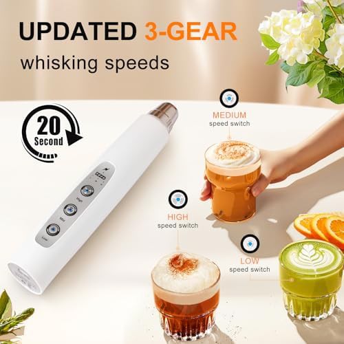 White stainless steel handheld milk frother — photo 4