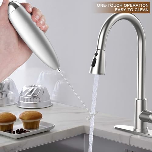 Silver Mini Handheld Frother with Low Noise Motor — photo 4