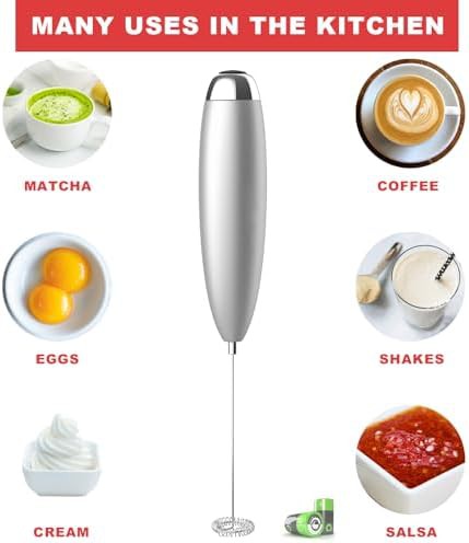 Silver Mini Handheld Frother with Low Noise Motor — photo 5