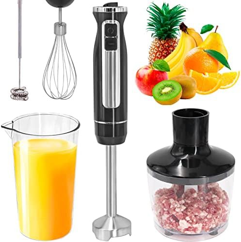 Black mini hand blender and frother set