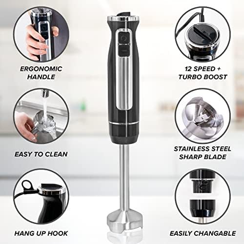 Black mini hand blender and frother set — photo 3