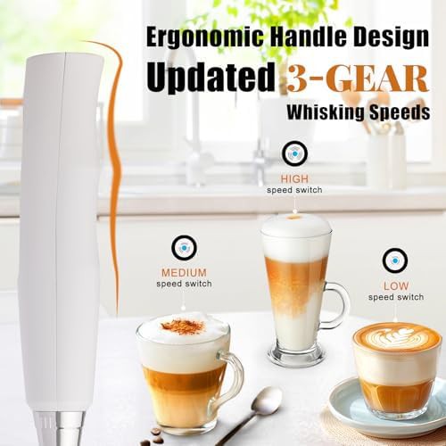 White rechargeable electric milk frother wand — photo 3