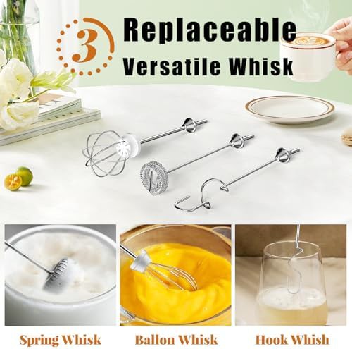 White rechargeable electric milk frother wand — photo 5