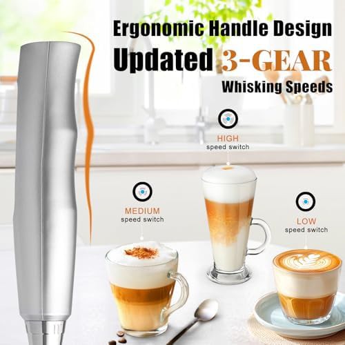 Silver rechargeable electric milk frother wand — photo 3