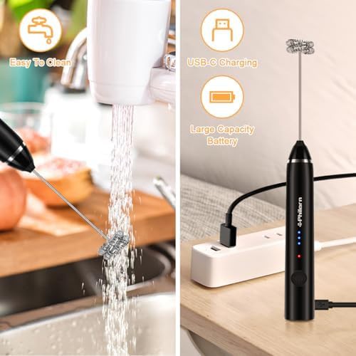 Black mini rechargeable electric coffee wand — photo 5