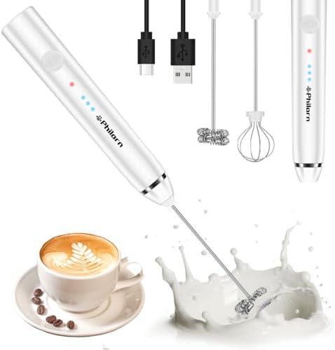 White mini rechargeable electric milk foamer