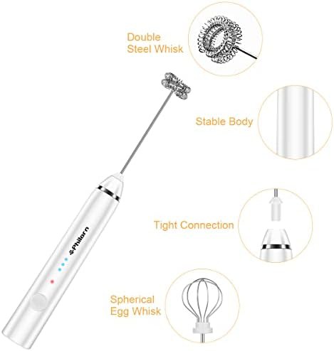 White mini rechargeable electric milk foamer — photo 3