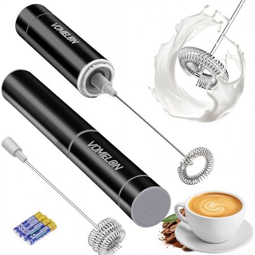 Black battery operated dual whisk foamer