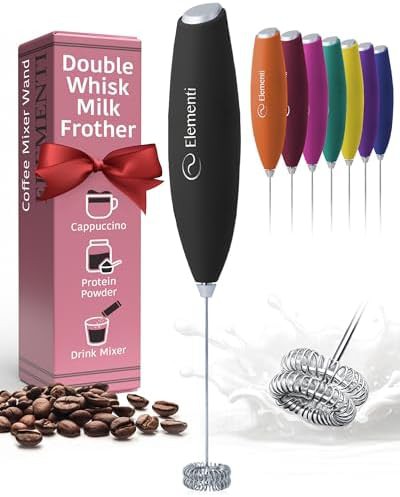 Black mini handheld double whisk wand
