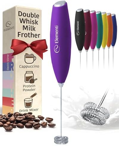 Purple handheld stirrer with double whisk