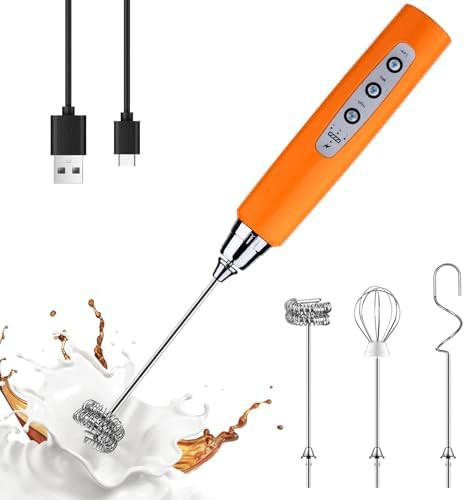 Fluorescence orange detachable rechargeable frother