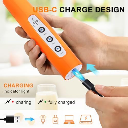 Fluorescence orange detachable rechargeable frother — photo 3
