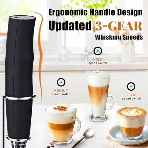 Black three speed rechargeable drink mixer — photo 3