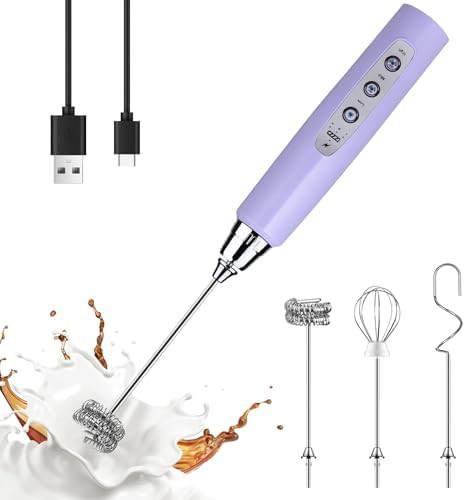 Light purple stainless steel milk frother