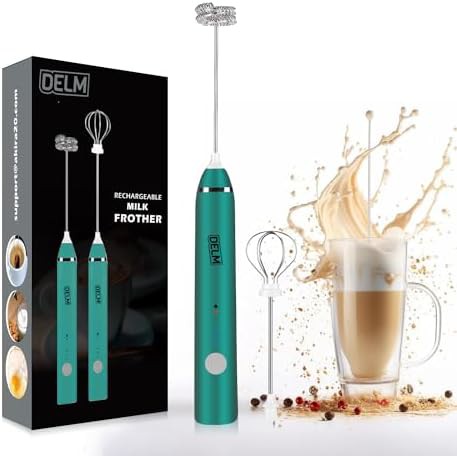 Green handheld USB rechargeable frother wand