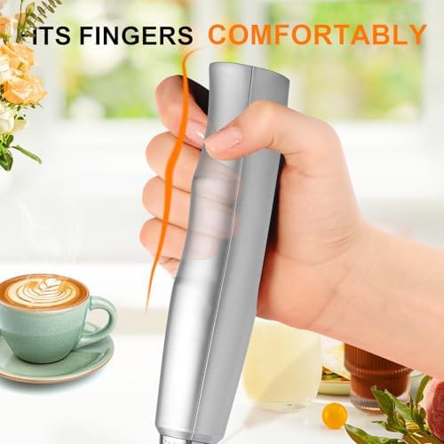 Silver rechargeable milk frother with holder — photo 5