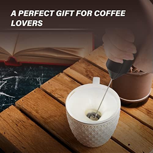 Black Battery Operated Handheld Frother with Stand — photo 4