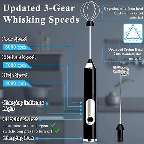Detachable double whisk milk frother black — photo 3