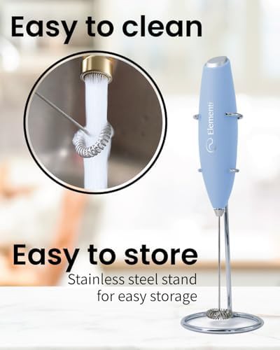 Pastel blue mini frother with stand — photo 5