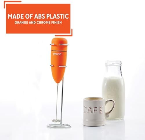 Orange Handheld Electric Frother with Stand — photo 3