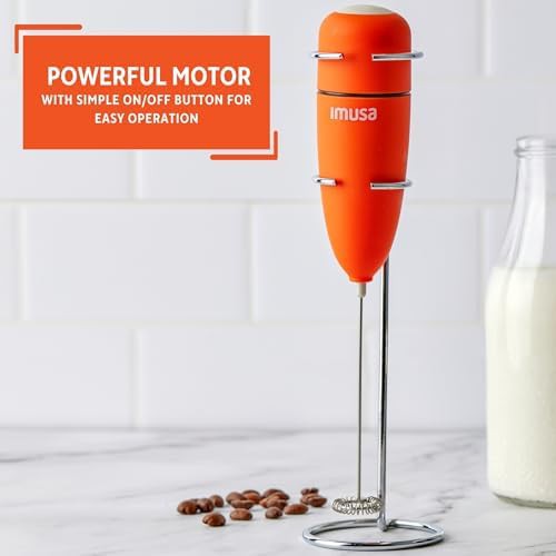 Orange Handheld Electric Frother with Stand — photo 4