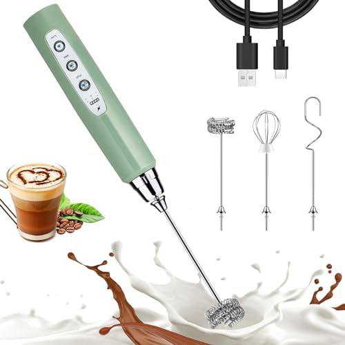 Granite green rechargeable electric milk frother