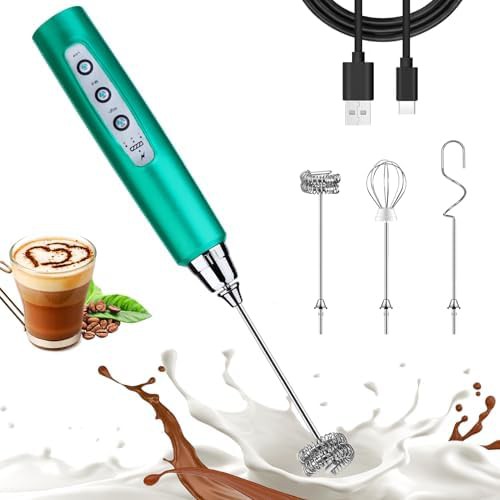 Turquoise rechargeable electric milk frother wand