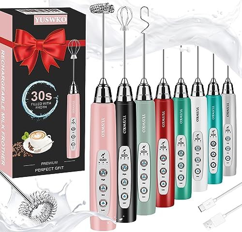 Pink detachable electric milk frother wand